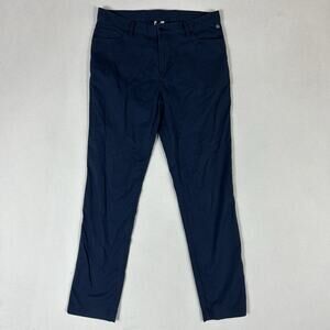 Adidas Casual Chino Golf Pants Men's 34x34 Blue Performance Stretch Pockets Mid